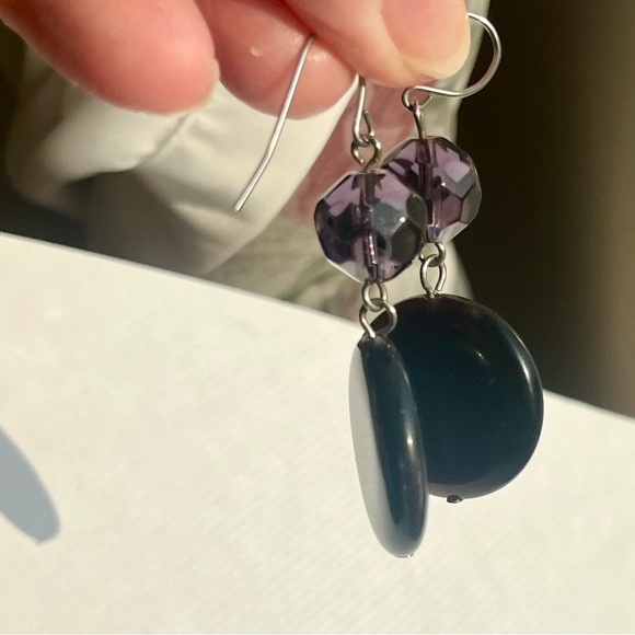 Earrings, (GUC) pierced purple glass jewelry - Picture 11 of 16